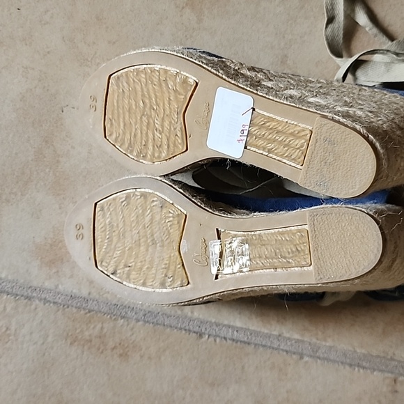 New Castaner Leather lace up Denim look platform Wedge Espadrille Sandals - Picture 10 of 11